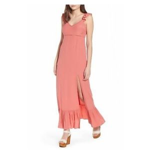 Leith Ruffle Maxi Dress, Peach